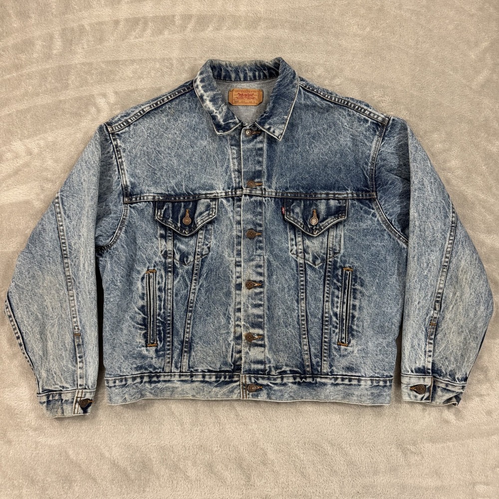 Vintage Levis Trucker Jacket Mens XL 70507 0219 Blue Acid Denim Jean 90s USA